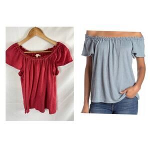 Max Studio Off Shoulder Smocked Top Pink Size Small